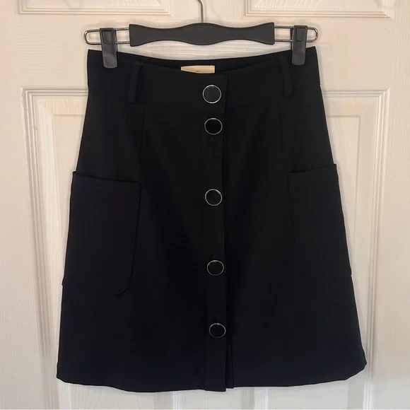 Sezane Charcoal Button-Front Mini Skirt - Picture 2 of 9
